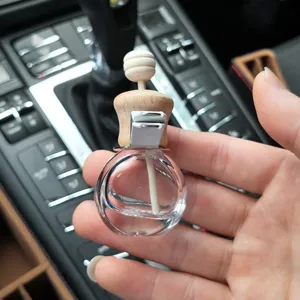 Car air vent perfume glass diffuser bottle with wooden cap for vehicle interior fragrance
