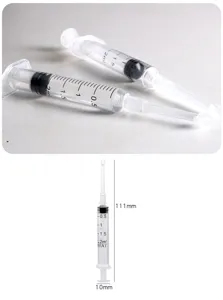 Transparent plastic syringe dispenser 2ml with clear scale marks for portable liquid refilling.