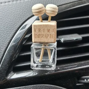 Square glass car air freshener bottle vent clip aroma diffuser empty bottle display