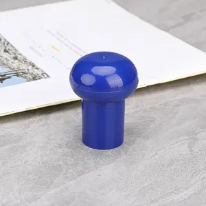 Blue plastic perfume bottle press tool detail, handy spray head adapter for easy decanting.