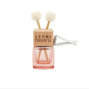 8ml car air vent perfume bottle diffuser with wooden cap and clip for auto interior decor