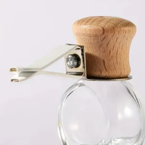 Car air vent perfume diffuser bottle glass bottle with wooden cap and metal clip