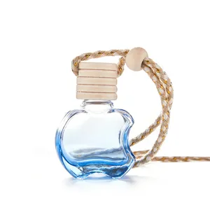 Apple shaped car perfume bottle glass essential oil diffuser hanging pendant for auto interior