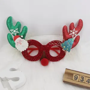 Gafas de Navidad festivas con cuernos de reno y Papá Noel para fiesta y decoración