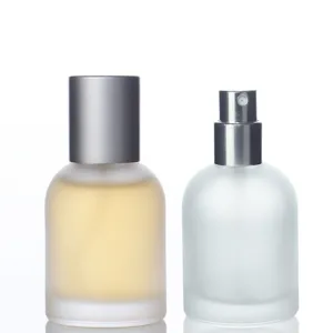 Frosted glass perfume spray bottle, 30ml 50ml empty cosmetic atomizers for travel use.