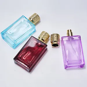 50ml refillable glass perfume bottles with luxury gold spray caps for travel and daily use