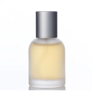 Frosted glass perfume spray bottle cosmetic empty container, elegant refillable atomizer design.