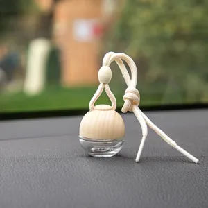 Colgante de Botella de Perfume de Coche Vidrio Esférica En Forma de Gota Botella Vacía Difusor de Aceite Esencial Adorno Colgante Interior de Coche