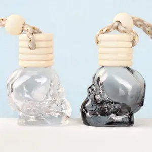 Gradient Skull Glass Car Perfume Bottle Aromatherapy Diffuser Hanging Pendant For Auto Interior Decoration