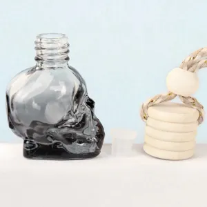 8ml car skull glass perfume bottle essential oil diffuser hanging pendant empty bottle