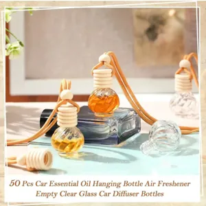 50 Pcs Car Diffuser Bottles Hanging Glass Essential Oil Air Freshener Empty Bottle Set