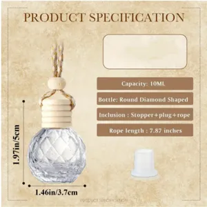 10ml Auto hängende Parfumflasche rautenförmig Glas ätherisches Öl Diffusor Anhänger Seil