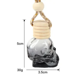 Gradient skull car perfume glass diffuser bottle hanging pendant detail view 8ml capacity