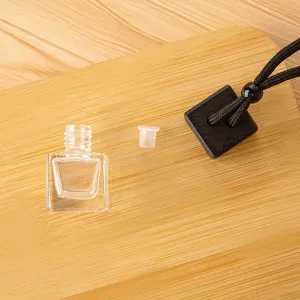 8ml square car perfume bottle pendant essential oil diffuser empty glass bottle with hanging cord