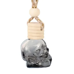 8ml car skull glass perfume bottle hanging diffuser pendant for rearview mirror decor.