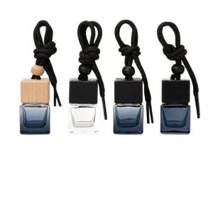8ml square car perfume glass bottle pendant essential oil diffuser empty hanging bottle