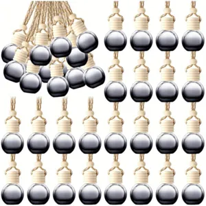 Bouteille de Parfum de Voiture en Verre Diffuseur d'Huile Essentielle Flacons Suspendus Avec Bouchon en Bois Et Corde Pour Décoration Intérieure de Voiture