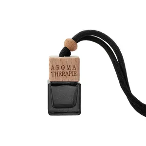 Car hanging perfume bottle black square glass essential oil diffuser with wooden cap and rope