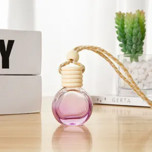 Glass car perfume bottle pendant, 10ml essential oil aroma diffuser bottle detail shot
