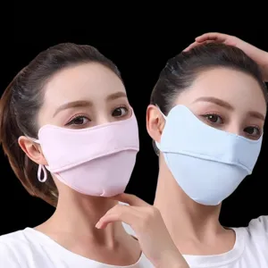 Masque de protection solaire en soie glacée respirant pour femmes avec protection des yeux