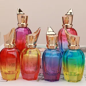 30ml farbverlauf leere parfümglasflasche mit luxus goldener sprühpumpe für reise und kosmetik.