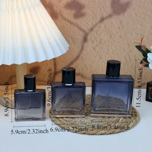 Flacone di profumo in vetro sfumato vuoto quadrato ricaricabile contenitore nero e