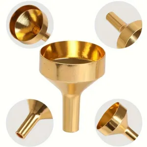 Goldener kleiner Aluminium Trichter zum Abfüllen von Parfüm und ätherischen Oelen tragbar