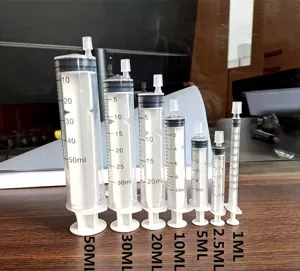 Plastic syringe set for perfume dispensing, multi-size measuring tool from 1ml to 50ml.