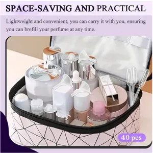 40pcs Perfume Decanting Tool Set Portable Cosmetic Bag Mini Funnels Pipettes Pumps