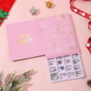 Rosa DIY-Schmuck-Adventskalender mit 24 Anhängern und Armband für Weihnachten