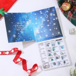 Detailed view of the DIY bracelet charms and beads inside the 24-day advent calendar tray.