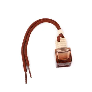 Bouteille de parfum de voiture en verre marron diffuseur d'huile essentielle avec capuchon en bois