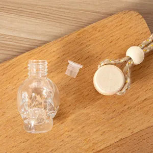 Skull glass car perfume bottle empty bottle essential oil diffuser with wooden cap rope.