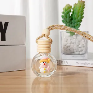 Car perfume glass bottle pendant 10ml diffuser essential oil hanging bottle cute snowman decor