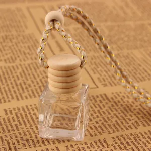 Glass Car Perfume Bottle Square Pendant Essential Oil Diffuser Hanging Air Freshener