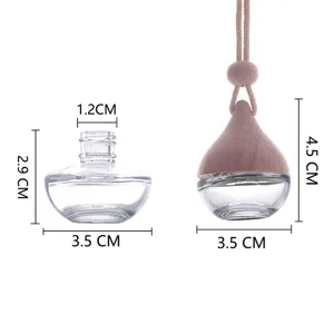 Flacon parfum voiture verre vide pendentif diffuseur huiles essentielles bois 3.5cm