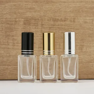 10ml square glass perfume bottle atomizer, portable empty sample container with sprayer.
