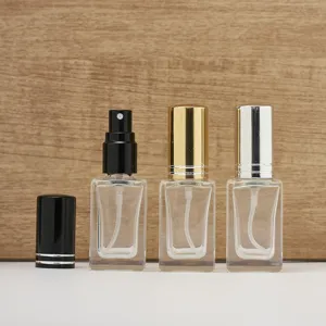 Square Glass Perfume Bottle Refillable Empty Cosmetic Container With Metal Spray Pump Cap Portable Travel Scent Atomizer