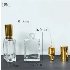 15ml glass perfume bottle empty spray container with gold cap for travel cosmetic sampling