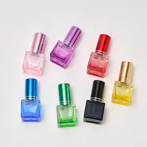 8ml τετράγωνο γυάλινο μπουκάλι σπρέι αρώματος φορητό άδειο βαζάκι καλλυντικών πολύχρωμο