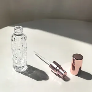 10ml helder glazen parfum verstuiver flesje met roségouden pompje voor cosmetica gebruik