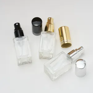 10ml square glass perfume spray bottles empty sample cosmetic containers with assorted caps