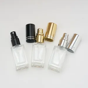 10ml square glass perfume atomizer refillable spray bottles with multi-color pump detail view