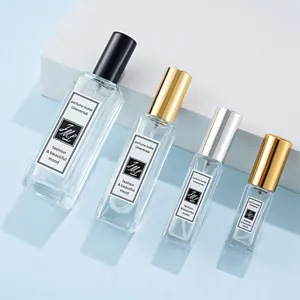 Portable glass perfume spray bottles in multiple sizes with fine mist atomizers for travel.