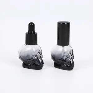Bottiglia di vetro teschio sfumata nero bianco 8ml contagocce spray profumo portatile.