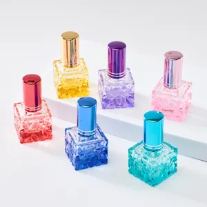 Frasco de Perfume de Vidrio Rellenable Portátil Botella de Spray de Niebla Fina de Cristal de Cubos de Agua Envase Cosmético para Viajes