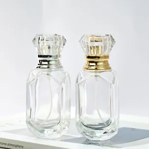High End Glass Refillable Perfume Bottle Crystal Diamond Cut Spray Bottle Portable Cosmetic Atomizer Gold and Silver