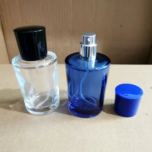 50ml glass perfume bottle empty spray bottles refillable cosmetic container clear blue set