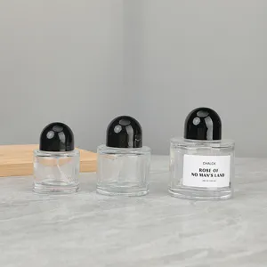 Transparente Glas Parfumflasche leere nachfüllbare Sprühflasche mit schwarzem Deckel für Proben