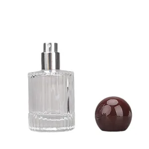 Portable 30ml 50ml glass perfume spray bottle with round cap empty cosmetic container.